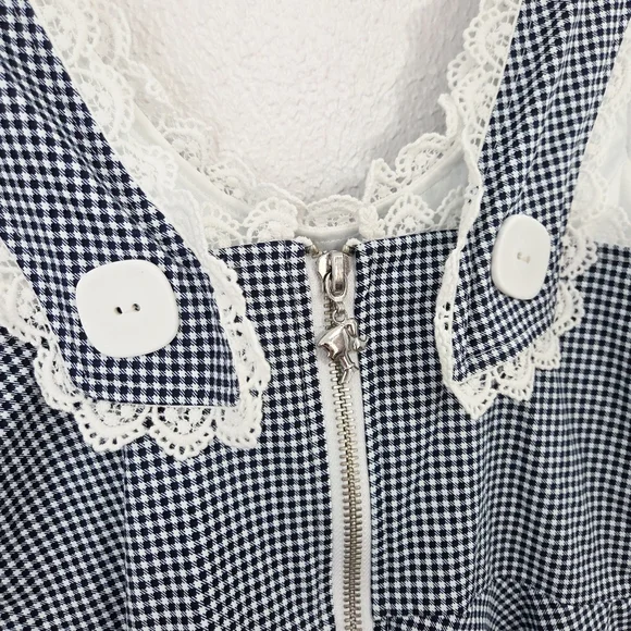 Barbie x Unique Vintage Navy & White Gingham Barbie-Q Swing Dress Medium NEW NWT - Picture 4 of 6